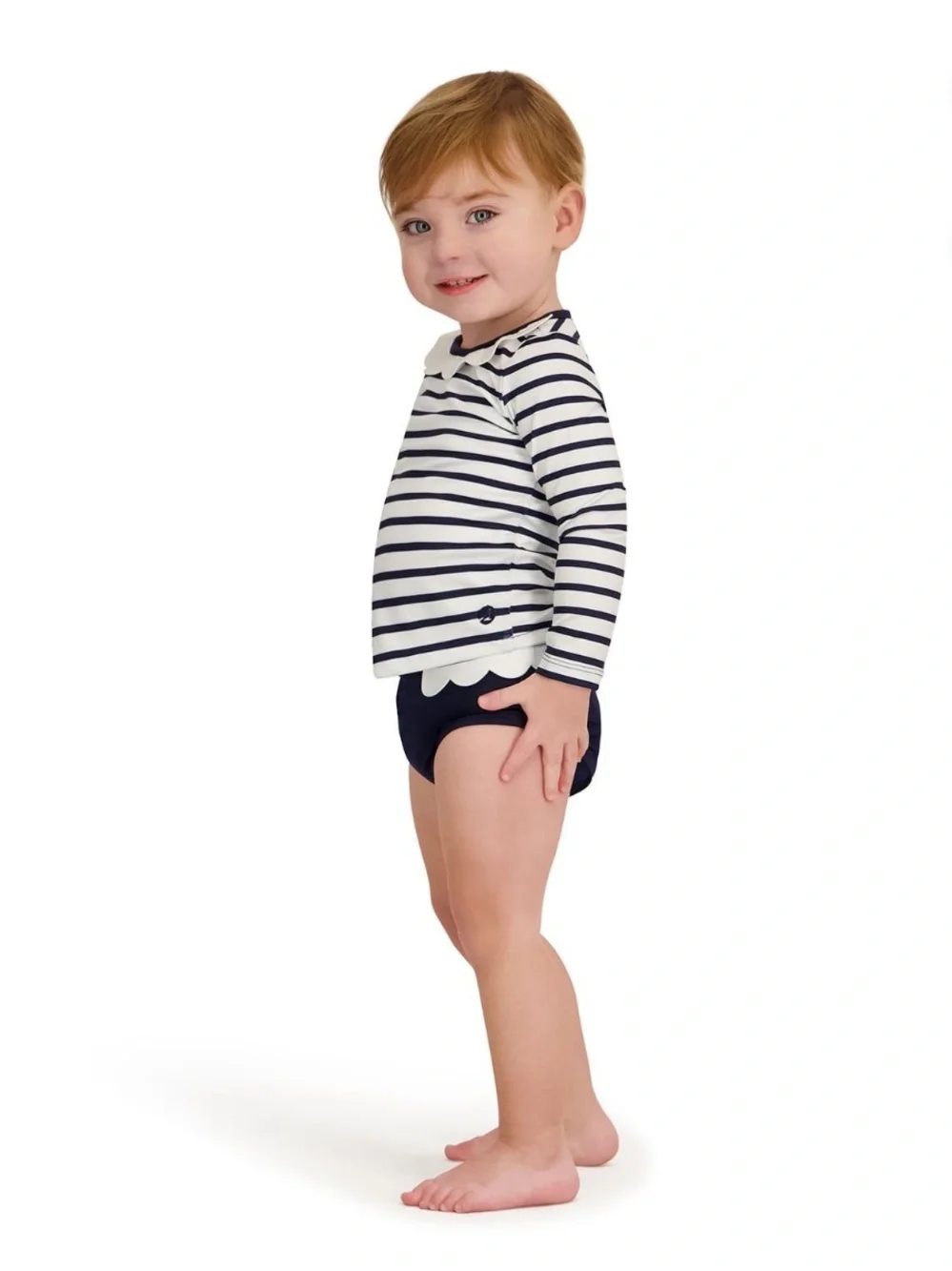 NWT Sperry Baby Rash Guard Swimsuit Set 6 Months Navy Stripe UPF 50+
